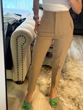 Zara Beige High-Waist Trousers